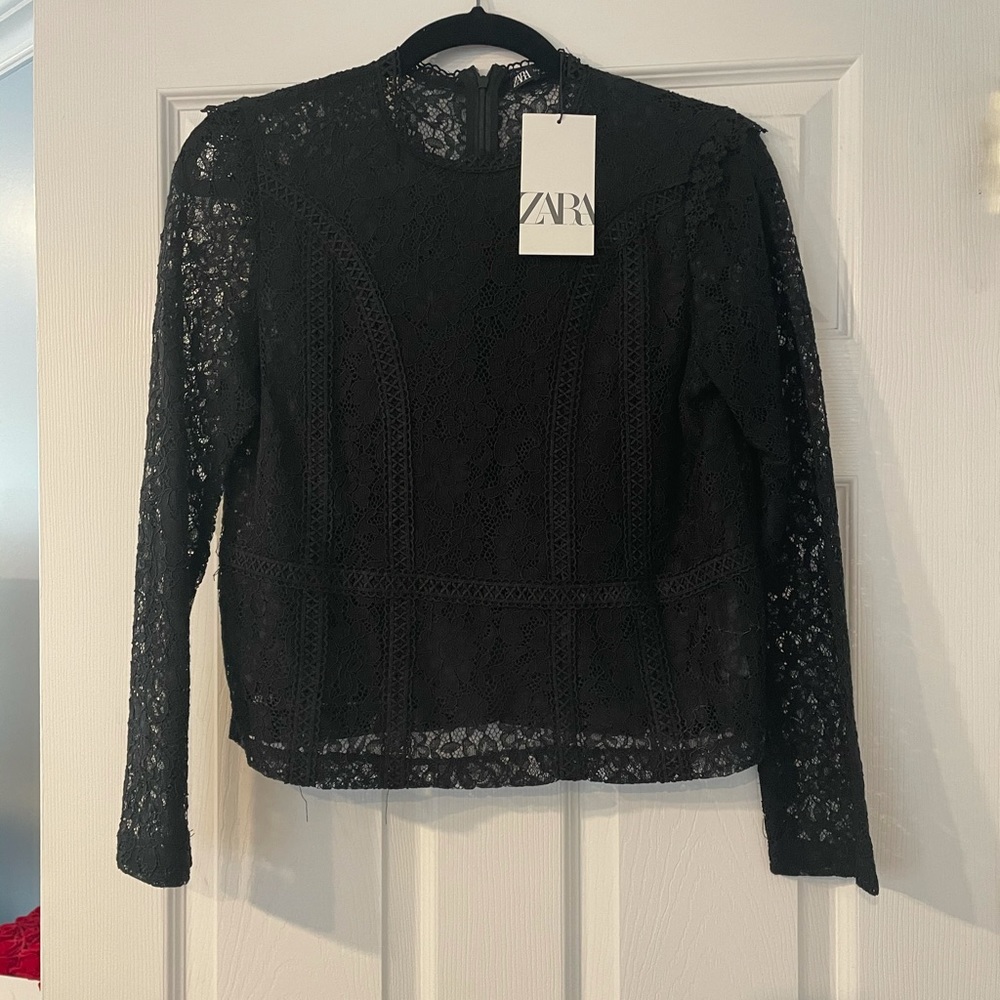 ZARA long sleeve lace top
